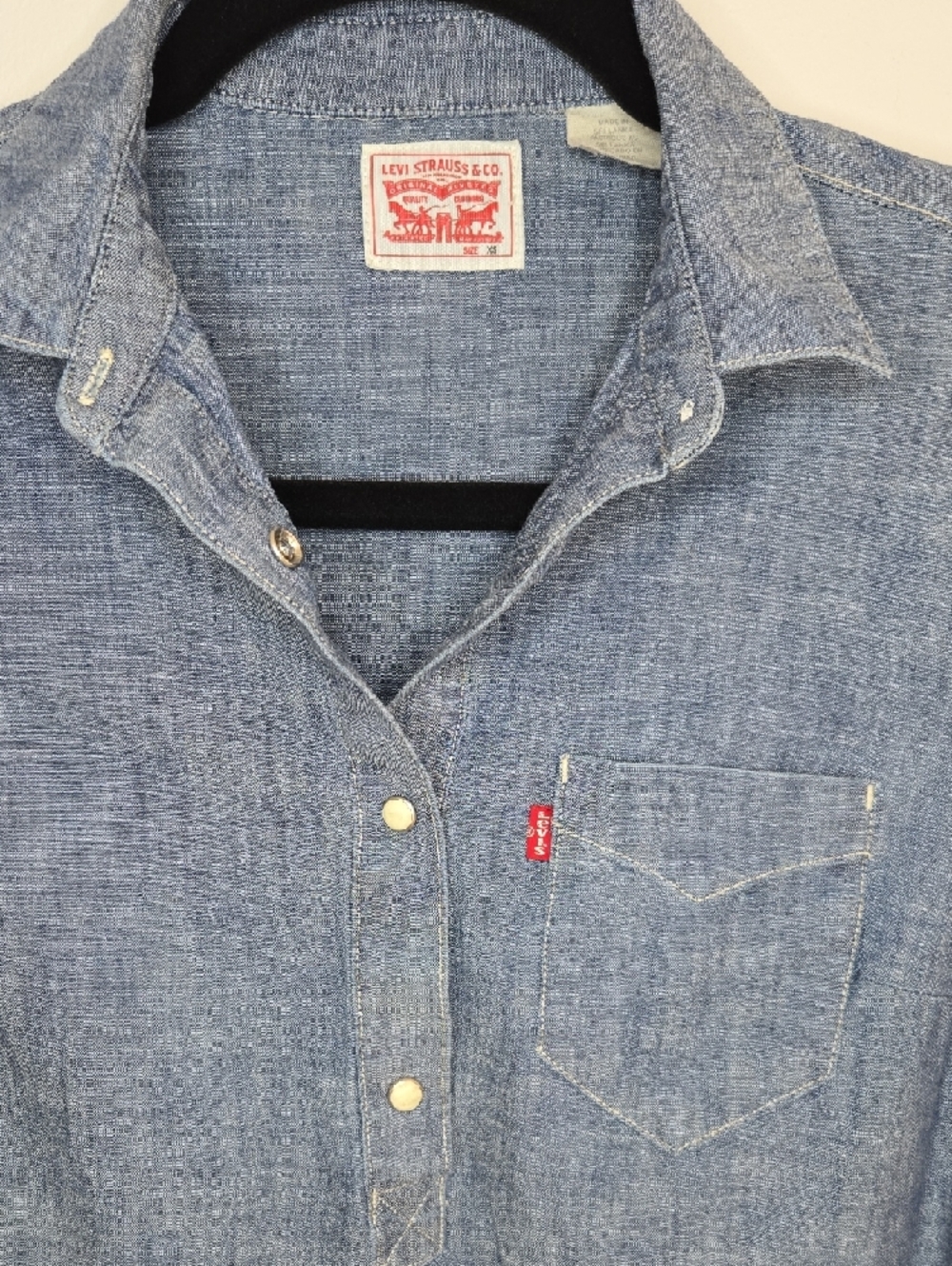 Levi's Blue Chambray Shirt Dress with Braided Brown Belt - Picture 2 of 9